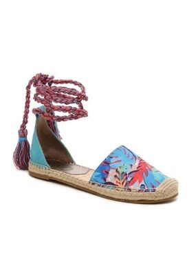 Circus by Sam Edelman Ankle Wrap Espadrille Flats Tropical Print Size 7.5
